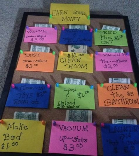 Kids always asking for money? Try this chore chart instead! So smart! Smart Hacks, Chore Board, Smart School House, Family Chore Charts, Job Chart, Age Appropriate Chores, Smart School, Weekly Chores, Chore Chart Kids