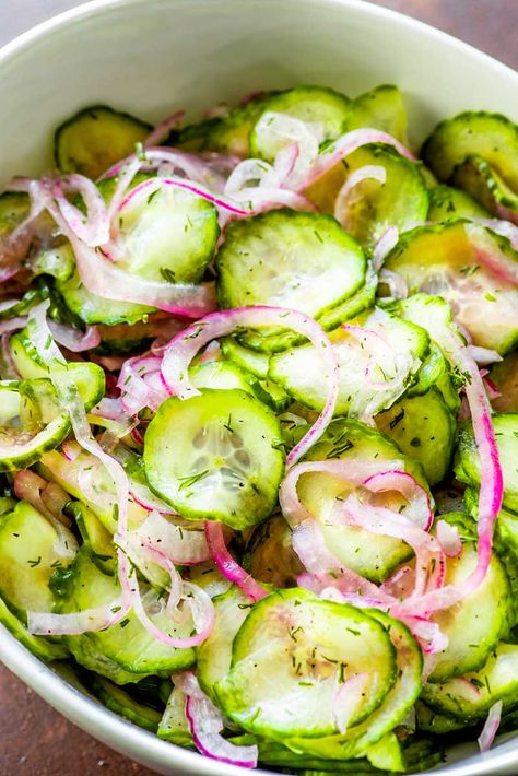 Cucumbers Recipes, Livingood Recipes, Cucumbers Salad, Garden Canning, Cucumber Salad Dressing, Easy Cucumber Salad, Facebook Recipes, Cucumbers And Onions, Red Onion Salad