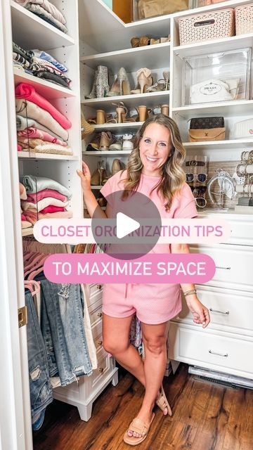 Jill Koch 🩷 Easy Cleaning, Home & Organizing Hacks on Instagram: "Closet organization ideas to maximize your space!
⠀
🩷 Like and C0mment “CLOSET TIPS” and I’ll message you these and other favorite home organization finds for this space.
⠀
✨ Also in my Amazon storefront under “closet organization.”
⠀
These organizing ideas will work no matter the closet size and offer multiple storage solutions.
⠀
#organizedhome #organizingtips #homeorganization #closetorganization #organizationideas #organizationtips #organizationgoals" How To Organize Clothes On Shelves, Shirts Organization Ideas, Cute Ways To Organize Your Closet, Organizing Sweaters In Closet, How To Organize Closet, Organizing Deep Closets, Organizing Closet Shelves, Closet Tips, Marie Kondo Organizing