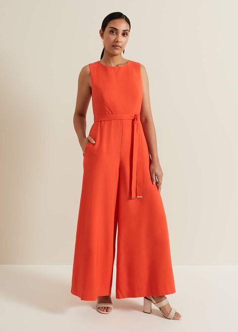 Petite Marta Red Culotte Jumpsuit | Phase Eight ROW | Clothes Capsule Wardrobe, Petite Boots, Culotte Jumpsuit, Tie Length, Fascinator Hats, Phase Eight, Sleeveless Jumpsuits, Swimwear Sale, Wedding Bridesmaid Dresses