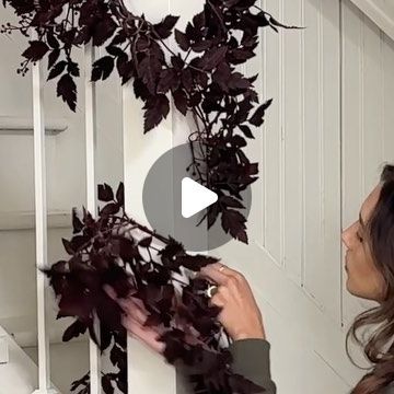 christine higgs | home decor on Instagram: "Simple fall staircase! 🥰💜 I kind if feel like I should do the railing on the wall tbh #fallhome #fall2023" Fall Staircase, Christine Higgs, September 21, Autumn Home, Railing, The Wall, Feel Like, Feelings, Wall