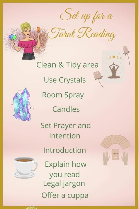 How To Set Up A Tarot Card Reading, Tarot Reading Space Ideas, Tarot Reading Set Up, Tarot Room Ideas, Reading Space Ideas, Crystals To Use During A Tarot Reading, Tarot Reading Price List, Pick A Card Tarot Reading, Tarot Reading Room