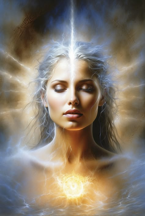 Channelling Spirit, White Hair Goddess, Priestess Archetype, Channeling Spirits, Cosmic Woman, Libra Images, Fairy God Mother, Sacred Feminine Art, Divine Essence