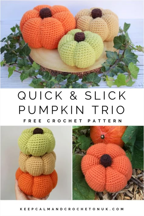 Free Chunky Amigurumi Patterns, Halloween Crochet Pumpkin, Crochet Pumpkins Free Pattern, Crochet Stacked Pumpkins Free Pattern, Free Pumpkin Crochet Patterns, Chunky Crochet Pumpkin Free Pattern, How To Crochet A Pumpkin, Free Crochet Pumpkin Pattern, Crochet Pumpkin Stack Pattern