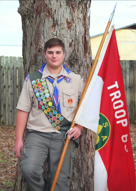 Eagle Scout/Senior Pictures Scout Senior Pictures, Eagle Scout Photo Shoot, Eagle Scout Board, Eagle Scout Ceremony Invitations, Eagle Scout Court Of Honor, Eagle Scout Project Ideas, Boy Scout Activities, Boy Scout Badges, Boy Scouts Eagle