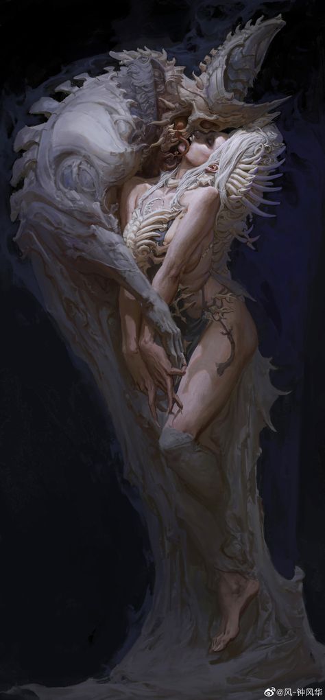 ArtStation - 白骨精 Fantasy Romance Art, Mythical Creatures Fantasy, Bizarre Art, Deep Art, Surrealism Painting, Beautiful Dark Art, Art Station, Puzzle Box, Human Art