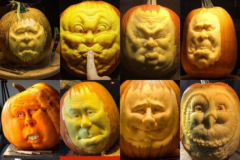 Sculpted Pumpkins, Pumpkin Sculpting Ideas, Pumpkin Sculpture, Pumpkin Face Carving, Vampire Pumpkin, Pumpkin Sculpting, Awesome Pumpkin Carvings, Halloween Pumpkin Stencils, Pumpkin Carving Contest