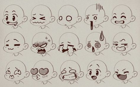 Create funny emotes for exaggerated emotions | Art Rocket Facial Expressions Drawing, Chibi Poses, Cartoon Expression, Chibi Manga, Drawing Face Expressions, Chibi Sketch, Art Mignon, Drawing Face, Drawing Expressions