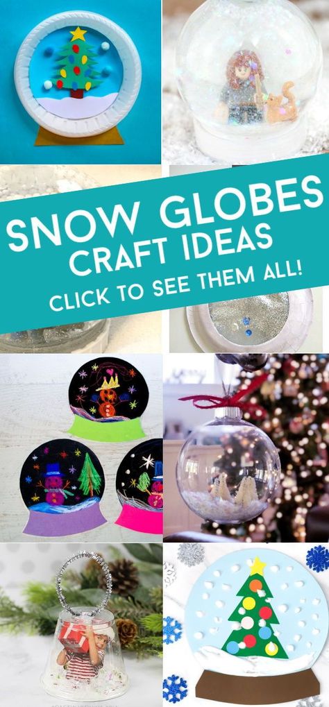 These Snow Globe Crafts for kids are great for creating this winter. From traditional jars to easy paper plates, you'll find a project that is perfect for your child. Make them with your preschool class, at a holiday party, or at home with your family. #snowglobes #craftsforkids #twitchetts Snow Globe Craft Kindergarten, Kindergarten Snow Globe Craft, Toddler Snowglobe Craft, Snowglobe Preschool Craft, Snow Globe Paper Craft, How To Make Snow Globes For Kids, Globe Ornaments Diy Kids, Kids Snowglobe Craft, Home Made Snow Globes