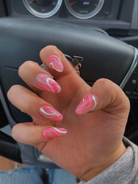 Pink Squiggle Nails, Crave Book, Formal Nails, Simple Acrylic Nails, Cute Gel Nails, Party Nails, Pink Acrylic, Summer Acrylic Nails, Nail Nail