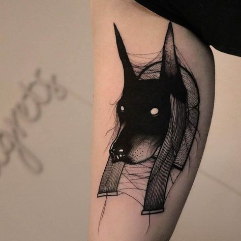 Anubis Tattoo | Best Tattoo Ideas Gallery Tattoo Spooky, Egyptian Tattoo Ideas, Babe Tattoo, Tattoo Collage, Black Work Tattoos, Anubis Tattoo, Arm Tats, 4 Tattoo, Spooky Tattoos