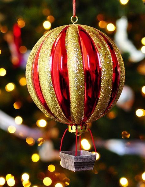 DIY Christmas Ornaments - Bob Vila's Blogs Diy Christmas Ornaments Ideas, Hot Air Balloon Christmas, Balloon Ornaments, Christmas Ornaments Ideas, Diy Hot Air Balloons, Balloon Christmas, Ornaments Ideas, Diy Ornament, Bob Vila