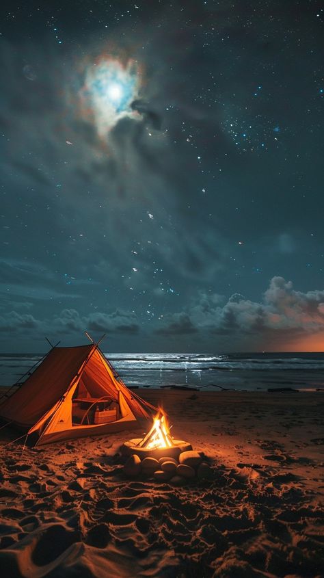 "Starry #BeachCamping: A #Peaceful night under the #Stars with a glowing #Campfire next to a cozy #Tent on the #Beach. #NaturePhotography #NightSky #TravelGoals #StarryNight #CoastalCamping #Wanderlust #AIArt #AIPhoto #StockCake ⬇️ Download and 📝 Prompt 👉 https://stockcake.com/i/starry-beach-camping_854834_1004049" Night Camping, Camping At Beach, Camping Images, Beach Night, Beach Camping, Pink Trees, Camping Life, Travel Goals, Campfire