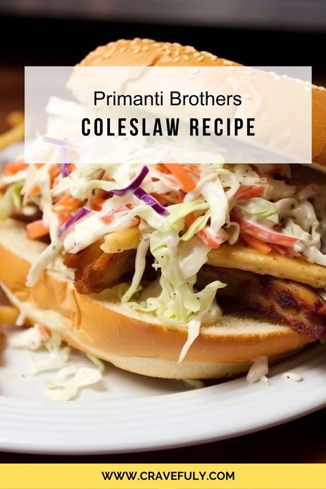 Primanti Brothers Coleslaw Recipe – Cravefuly Primanti Brothers Sandwich, Primanti Brothers Coleslaw, Primanti Brothers Coleslaw Recipe, Primanti Brothers, Bypass Recipes, Spicy Coleslaw, Salad Dressing Recipes Homemade, Appetizers Easy Finger Food, Salad Ideas