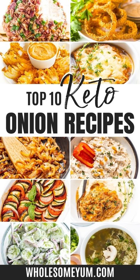 Keto Onion Recipes, Keto French Onion Soup, Keto Blooming Onion, French Onion Chicken Keto, Onion Casserole Vidalia, Clean Eating Side Dishes, Keto Carbs, Blooming Onion Recipes, French Onion Dip Recipe