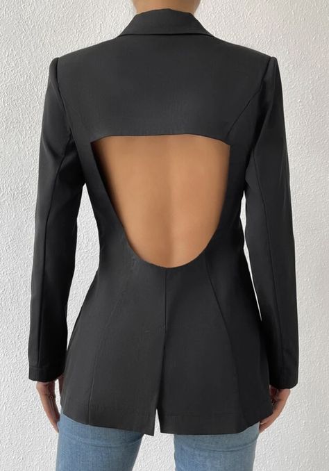 Backless Jacket, Single Breasted Blazer, Blazer Jackets For Women, Blazer Designs, Flats Patterns, Out Back, Breasted Blazer, Mode Inspiration, Black Fits