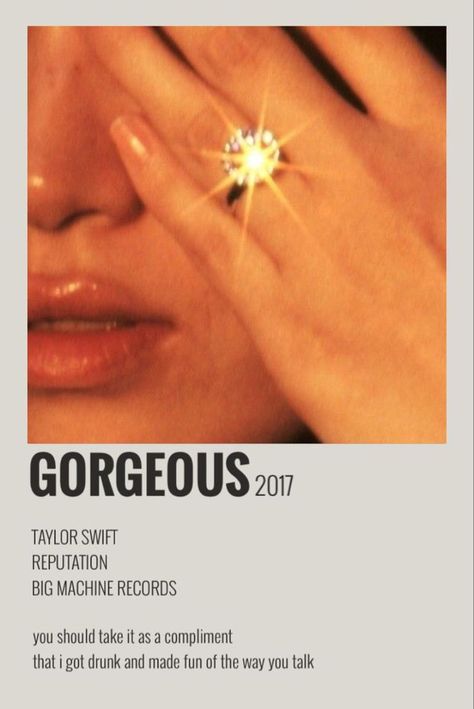 GORGEOUS TRACK POLAROID TAYLOR SWIFT Polaroid Poster Taylor Swift, Taylor Swift Discography, Poster Taylor Swift, Taylor Swift Lyric Quotes, Baby Netflix, Selena And Taylor, Taylor Songs, Music Poster Ideas, Vintage Music Posters