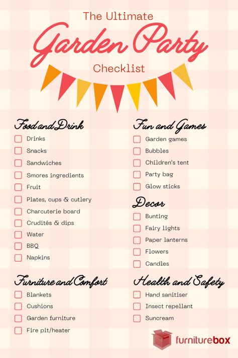 Garden Party Entertainment, Backyard Garden Party Ideas, Aesthetic Garden Party Decor, Garden Party Checklist, Garden Party Hen Do, Colourful Garden Party, Garden Party Games For Adults, Garden Party Activities Adults, Summer Party Ideas For Adults Backyards