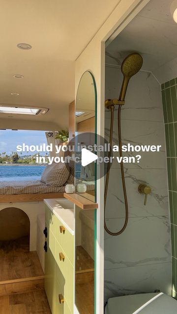 Courtnie & Nate on Instagram: "Should you install an indoor shower in your camper van? We did and it has been an absolute game changer, but that does mean it’s going to be the right choice for everyone.   A few months ago I gathered information from about 45 different van lifers about their decision to install a shower in their van. Many regretted it and some absolutely love their showers.   In the voiceover I share some common themes from folks who said they never use their shower and regretted the decision to install one. Below I share some reasons I think we love ours:   🚿 Our shower area is strictly for showering and using the bathroom, we don’t store anything else in there which makes it quicker and more convenient to use at any given time   🚿 We have a 40 gallon water tank which ty Camper Water Tank, Camper Van Shower, Travel Van, Game Changer, Mobile Home, Van Conversion, Water Tank, Travel Trailer, Camper Van