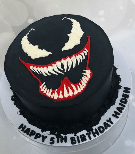 Venom Cake Ideas, Venom Birthday Party Ideas, Venom Birthday Cake, Venom Cake, Venom Birthday, 23 Birthday Cake, Dude Birthday, Spiderman Birthday Cake, Marvel Cake