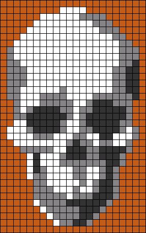 Alpha pattern #107915 | BraceletBook Pixel Art Pattern Skull, Skull Grid Pattern, Scary Pixel Art, Creepy Pixel Art Grid, Skeleton Alpha Pattern, Skull Pixel Art, Halloween Alpha Pattern, Alpha Patterns Horror, Creepy Alpha Pattern