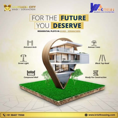 🌟 Invest in Your Dream Future with Mangalya City: Premium Residential Plots in Avadi-Sorancheri! 🌟  🏡 Looking for the perfect plot to build your dream home? Mangalya City offers prime residential plots in Avadi-Sorancheri, designed with top-notch amenities including an elegant entrance arch, street lights, a compound wall, avenue trees, and well-paved black top roads.   Book Now: +91 89259 54814 / +91 89259 54813 Website: www.krishhousing.com Real Estate Plots Ads, Residential Plots Creative Ads, Real Estate Plots Creative Ads, Open Plots Creative Ads, Creative Real Estate Post, Plot Creative Ads, Real Estate Post Ideas, Real Estate Creative Ads, Hampton Homes