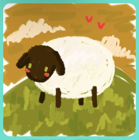 Farm Animal Aesthetic, Cute Sheep Drawing, Cute Sheep Art, Sheep Doodle, Cozy Drawing, Noteit Ideas, Drawings For Him, Sheep Drawing, Sheep Illustration