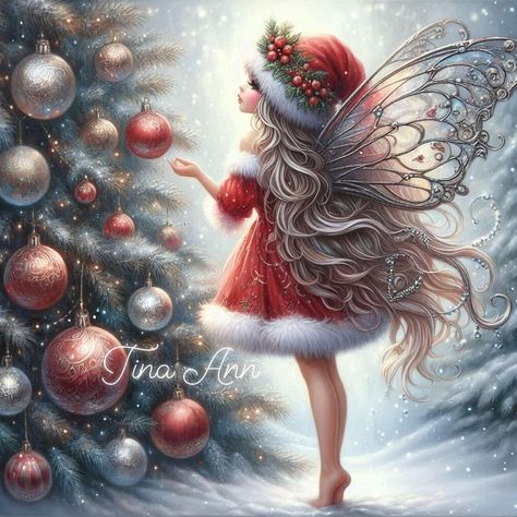 Christmas Fairy Illustration, Christmas Faries, Xmas Fairy, Seasonal Pictures, Christmas Witch, Christmas Fairies, Rosé Angel, Christmas Everyday, Fairy Illustration