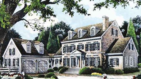 Plan SL-1597 Southern Living House, Colonial Style House Plans, Colonial House Plans, Southern Living House Plans, Colonial Design, Southern House Plans, Country Style House Plans, Farmhouse House, Country House Plans