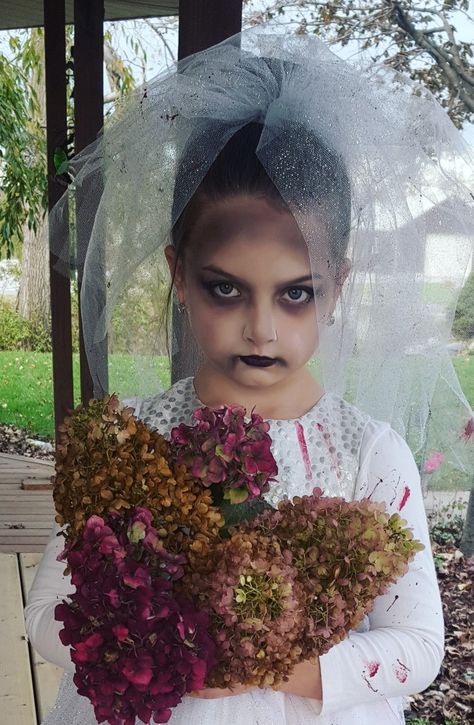 Zombie bride costume. Kids zombie zombies bride girl zombie bride girl Face Painting Zombie, Dead Bride Makeup For Kids, Zombie Bride Makeup Kids, Zombie Cowgirl, Zombie Bride Makeup, Zombie Costume Women, Kids Zombie Makeup, Zombie Bride Costume, Clever Couples Halloween Costumes