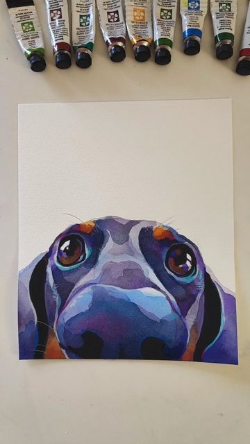 Funny Animals Painting, Simple Pet Paintings, Watercolor Dashund, Dachshund Art Painting, Sausage Dog Painting, Dachshund Painting Easy, Cute Dog Painting, Weiner Dog Painting, Easy Dog Paintings On Canvas