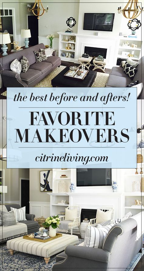 Amazing before and after room makeovers that pack a huge punch! From simple updates with dramatic results to paint colors that completely change the look! Before And After Room, Living Room Makeovers, Room Makeovers, Transitional Living, Diy Deck, Up House, Diy Cabinets, Diy House, Livingroom Layout