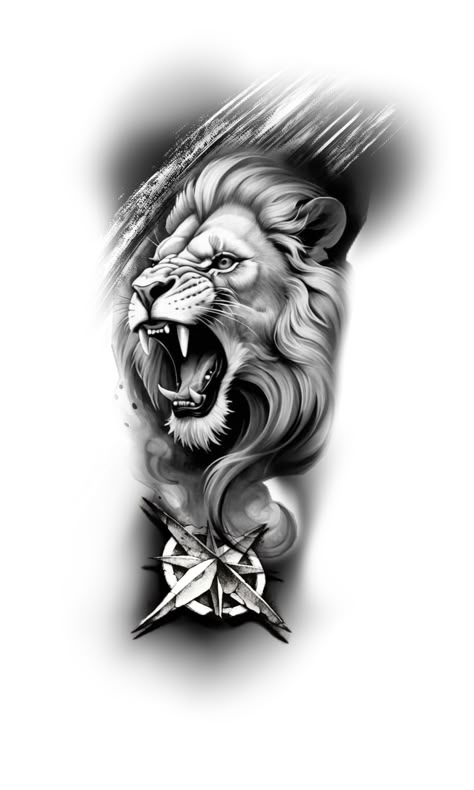 Angry Lion Tattoo, Half Lion Half Tiger Face Tattoo, Lion Black And White Tattoo, Lion In Jungle Tattoo, Alchemy Elements, Lion Forearm Tattoos, Trippy Lion Tattoo, Jaguar Tattoo, Lion Art Tattoo