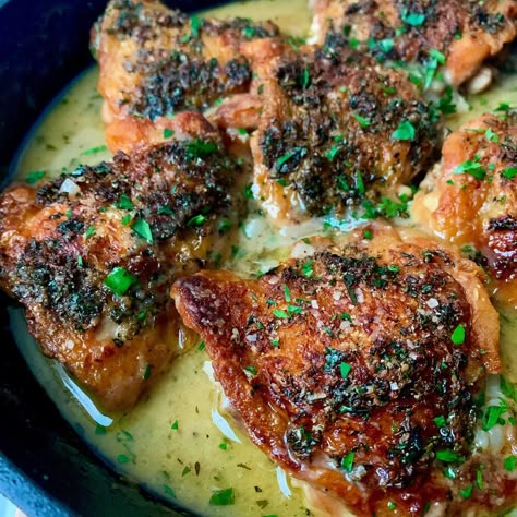 Crispy Herb Braised Chicken Thighs — Dining by Kelly Drumstick Chicken Recipes Air Fryer, Chicken Recipes Air Fryer, Drumstick Chicken Recipes, Drumstick Chicken, Favorite Chicken Recipes, Braised Chicken Recipes, Silver Palate Cookbook, Chicken Marbella, Braised Chicken Thighs