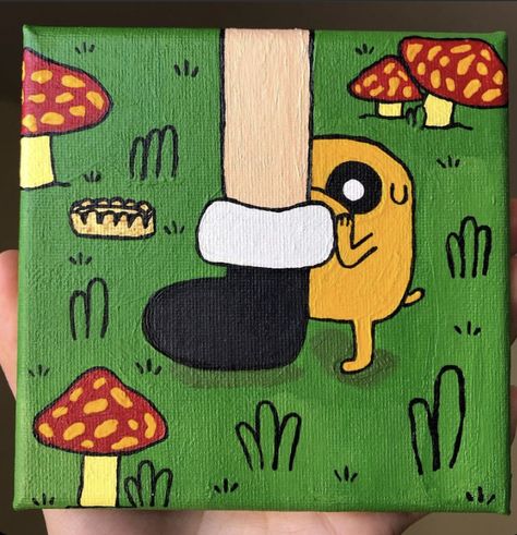 Painting Ideas On Canvas Adventure Time, Adventure Time Painting Easy, Adventure Time Canvas Painting, Jake Drawing, Adventure Time Painting, Adventure Time Drawings, فنسنت فان جوخ, Jake Adventure Time, Hippie Painting