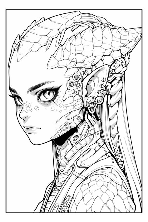 Alien Coloring Pages, Zombie Coloring Pages, Color Drawing Art, Big Eyes Art, Adult Coloring Designs, Detailed Coloring Pages, Unique Drawings, Desenho Tattoo, Outline Drawings