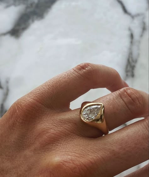 Pear Moissanite Engagement Ring, Pear Diamond Rings, Engagement Ring Inspiration, Cute Engagement Rings, Future Engagement Rings, Yellow Gold Wedding Band, Ring Inspo, Your Gorgeous, Dream Engagement Rings