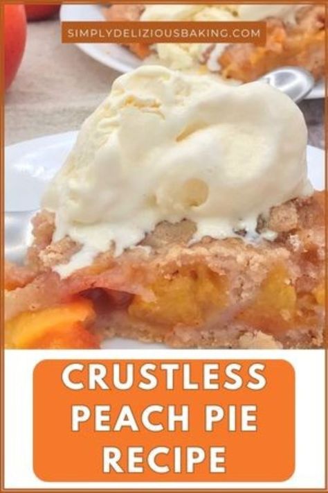 This simple peach pie is not your traditional peach pie recipe. This recipe uses a sweet, buttery, cinnamony crumble as it's bottom crust and as its topping on top. The crumble and peaches form a dynamic duo for the perfect peachy dessert. It's kinda like peach cobbler in a pie pan or peach crumble in a pie pan. Use fresh, frozen or canned peaches. You will love how easy this crustless peach pie is to make and how delightful it taste. Click here for this simple, easy peach pie with no crust Simple Pie Recipe, Cinnamon Peaches, Pie Peach, Easy Peach Pie, Peach Pie Recipe, Simple Pie, Fresh Peach Pie, Peach Pie Recipes, Peach Dessert Recipes