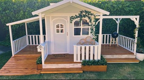 Playhouse With Carport, Cubby House Furniture, Billie Grand Cubby House, Playhouse With Garage, House With Pergola, Imagination Playground, Big Playhouses, Kids Shed, Kids Cubby House