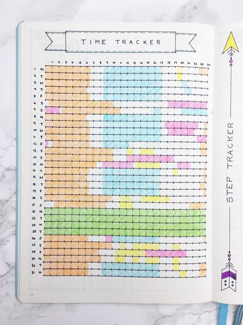 6 Awesome Bullet Journal Time Trackers - Sheena of the Journal Bullet Journal Time Tracker, Hours Tracker, Bullet Journal Headers, Habit Tracker Bullet Journal, Bullet Journal Tracker, Time Tracker, Bullet Journal Mood, Bullet Journal Notebook, Busy People