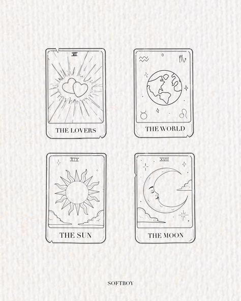 Pick a card! Any card 🌞🌙🌎💕 - Fall books open ☺️ - - #tattooflash #tattooideas #tarotcards #moontattoo #suntattoo #matchingtattoos #torontotattooartist Sun Tarot Card Tattoo Minimalist, Simple Tarot Card Tattoo, Tarot Card Tattoo Minimalist, Sun Tarot Card Tattoo, Tattoo Tarot Cards, Planet Tattoo, Bestie Tattoos, Sun And Moon Tarot, Matching Tats