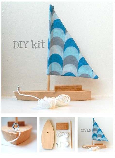 Diy sailboat @ owl and pussycat Diy Sailboat, Toy Sailboat, Decor Marin, Rustic Wood Crafts, Modern Dollhouse Furniture, Wooden Sailboat, Toy Boat, Diy Boat, Sea Crafts