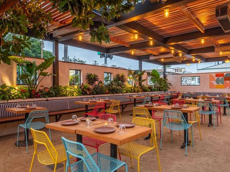 Colorful Outdoor Restaurant, Best Outdoor Restaurants, Mexican Restaurant Outdoor Patio, Best Outdoor Restaurant Patios, Restaurant Design Colorful, Cabana Design Restaurant, Outdoor Restaurant Patio Ideas, Mexican Restaurant Patio Ideas, Outdoor Dining Restaurant Design