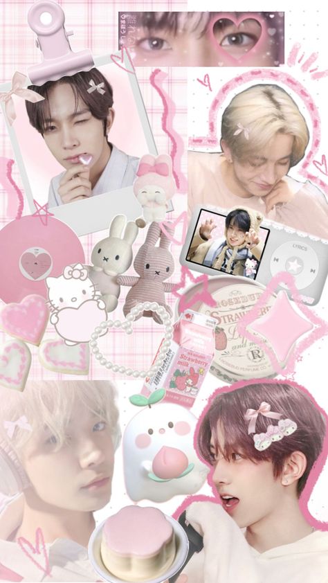 Hope you like it ₊˚ ꒰ luu ꒱ ✧ ﾟ  love 🤭💗(YALL GO SUPPORT ML LUU HER ACC IS SO CUTE AND SHE’S SO KIND AHH LOVE HER 😣💕💕)#heeseung #enhypen #wallpaper #heeseungpinkwallpaper #aesthetic #pink Music Album Covers Wallpaper Collage, Bow Wallpaper Iphone, Pink Walpaper, Cool Kpop Wallpapers, Pink Wallpaper Hello Kitty, Album Cover Wallpaper Collage, Iphone Wallpaper Cat, Cute Lockscreens, Enhypen Wallpaper