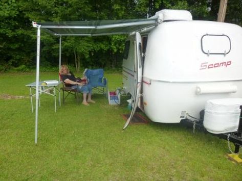 Simple little changes that may interest you on your Scamp | Scamp Owners International Scamp Camper Interior, Scamp Camper, Fiberglass Camper, Scamp Trailer, Trailer Jacks, Tiny Trailers, Travel Trailer Camping, Camper Interior, Take A Shower