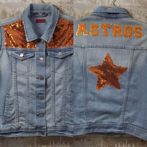 Upcycled Women's Vest with Customized Houston Astros Letters Demin Size L-XL It's on sell on Etsy https://craftsmadebyinez.etsy.com/listing/1676170016 I need to make more, I had fun. #sewistsofinstagram #sewingprojects #upcycled #houston #houstonastros Gaming Clothes, Houston Astros, Women's Vest, Womens Vest, Houston, Sewing Projects, Sell On Etsy, Quick Saves, Instagram