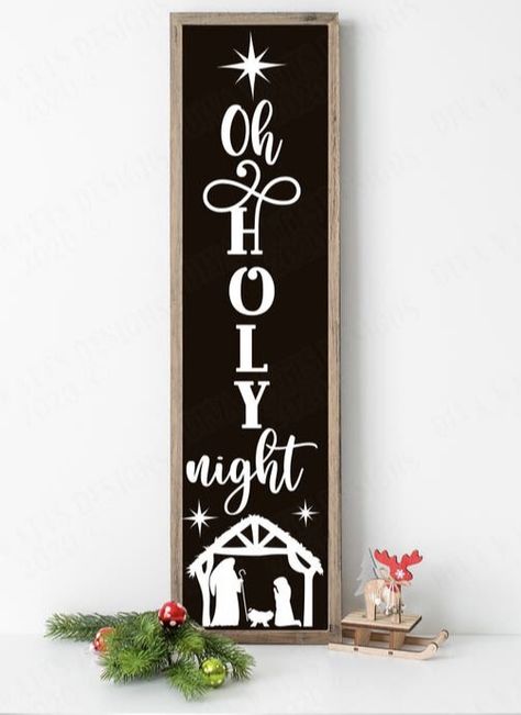 Xmas Porch Signs, Diy Christmas Porch Signs, Christmas Boards Signs, Christmas Signs Wood Front Porches, Porch Boards, Christmas Signs Diy, Dollar Store Christmas Crafts, Diy Nativity, Door Signs Diy