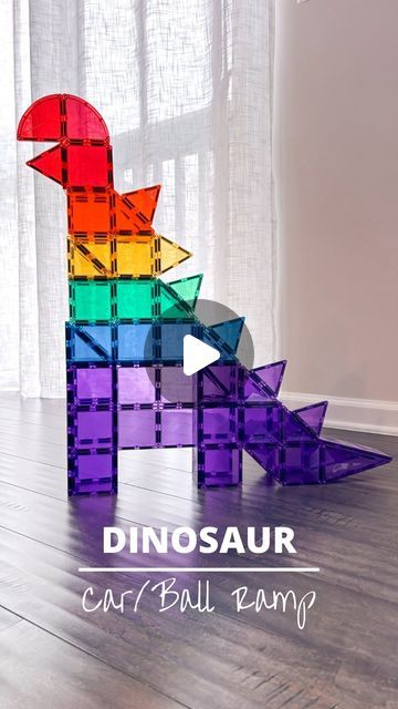 Magnet Tile Dinosaurs, Magnetic Tile Dinosaur, Dinovember Crafts, Magnatile Dinosaur, Dinosaur Magnatiles, Picasso Tiles Building Ideas, Magnatile Builds, Magnetic Tiles Ideas For Kids, Connetix Ideas