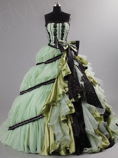 green ball gown | Ball Gown Strapless Chapel Train Taffeta Green Color Dress Oclbjs0087 ... Steam Punk Ball Gown, Black And Green Ball Gown, Punk Ball Gown, Punk Gown, Punk Wedding Dress, Steam Punk Dress, Green Ball Gown, Green Evening Gowns, Long Green Dress