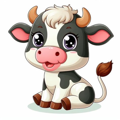 Cute Cow Clipart, Cute Cattle, Baby Dragon Art, Cow Clipart, Barn Animals, Disney Art Drawings, Baby Dragon, Vector Cartoon, Cute Cows